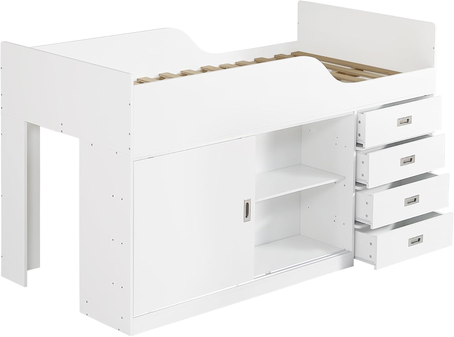 ホワイト システムロフトベッド シングル S 木製 高さ115cm ロータイプ